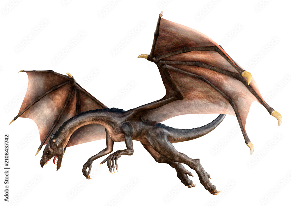 Fototapeta premium 3D Rendering Fairy Tale Dragon on White