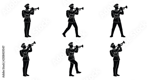 Konstfotografi Trumpet player silhouettes black vector graphics on white background