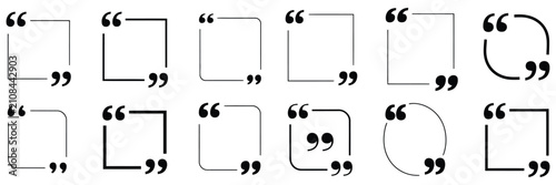 Принти на полотні Quote frames featuring square circle rounded and speech bubble styles for testimonials comments messages and social media content, vector design