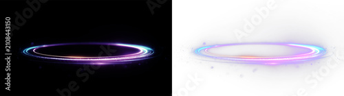 Cuadro en lienzo Colorful light ring with glowing edges on a transparent background in motion
