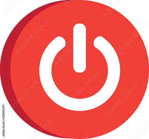 Red round power button turn off switch vector icon