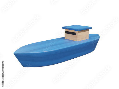 Blue Cargo Ship 3D Illustration