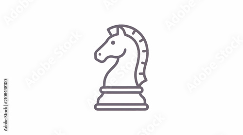 Tablou pe pânză Illustrated chess knight piece in minimalist style.