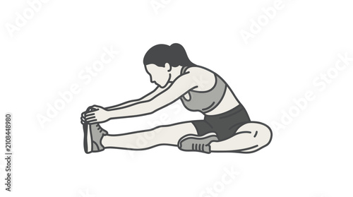 Cuadro en lienzo Woman stretching her leg muscles slowly.