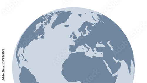 Minimalist blue vector globe icon representing planet earth with geography international illustration communication business minimalist