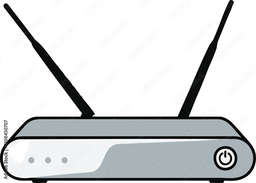Fototapeta premium A simple flat vector illustration of a wireless internet router device.
