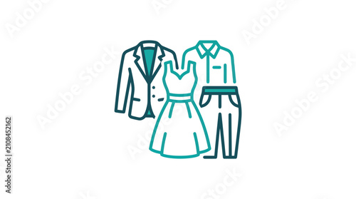 Bild auf Leinwand Fashion clothing set with dress and suit.