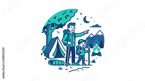 Fotografía Father and son on camping trip.