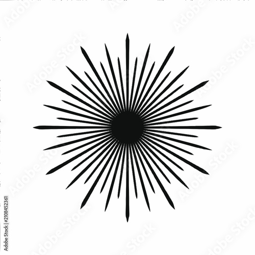 Black Sunburst Bursting Rays Starburst Explosion Isolated On White Background