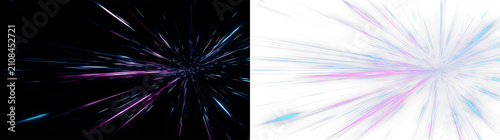 Foto Colorful light rays extend from a central point on a transparent background, cre