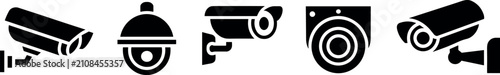 Photos PrintSecurity camera icon set featuring CCTV surveillance dome and outdoor monit