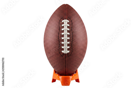 Canvastavla American Football on an Orange Kicking Tee