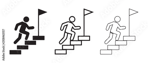 Person Running Up Stairs with Flag Indicators Showing Different Motion Styles