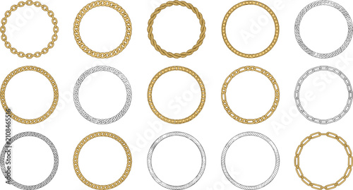 Foto Luxury Gold and Black Metallic Circular Borders and Ornamental Laurel Wreath Ico