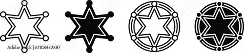 Photos Sheriff Star Badge Icon Set Vintage Western Law Enforcement Symbol Collection