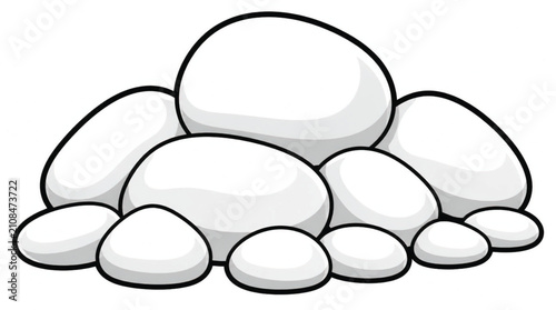 Smooth White Cartoon Stones Stacked for Balance and Zen