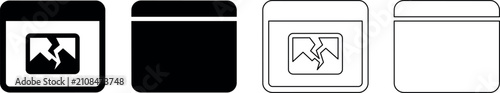 Fotografía Broken image icon set representing missing or corrupted digital media files