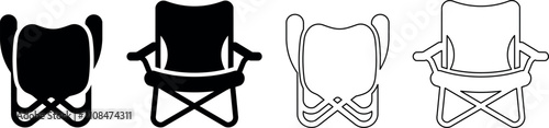 Collection of folding camping chairs in solid and outline styles