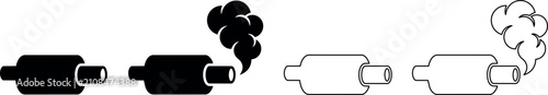 Foto Set of exhaust pipe icons showing emission and clean output
