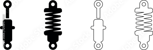 Bild auf Leinwand Set of four shock absorber icons in solid black and outline styles