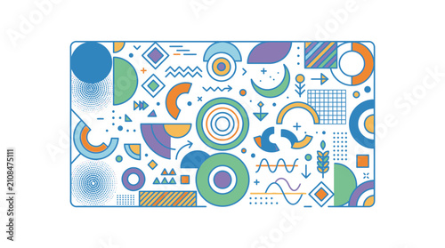 Wide abstract geometric pattern with circles and lines.