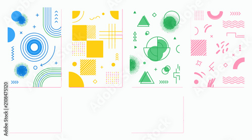 Abstract colorful geometric banner background set.