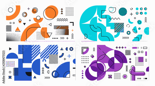 Abstract geometric composition blocks for modern branding design.