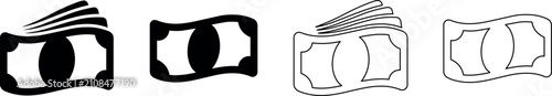 Fotografie Set of stylized money icons representing cash and currency in different graphic