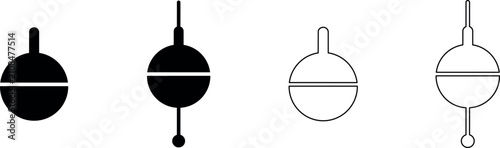 Photos Set of fishing bobber icons in solid and outline styles for angling