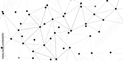 Abstract digital web of interconnected nodes and thin lines forming a complex geometric network, symbolizing modern connectivity and technological infrastructure 