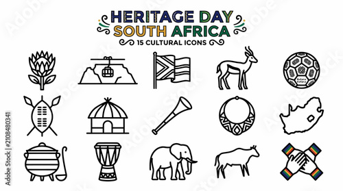 South Africa Heritage Day Cultural Icons - Vector Set