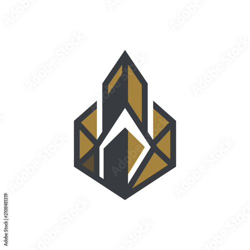 Abstract geometric crystal or architectural structure shape.
