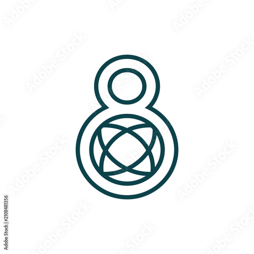 Abstract number eight atomic structure science logo.