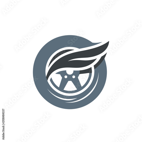 Winged car wheel speed logo emblem.