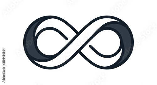 Black and white 3D infinity symbol logo.