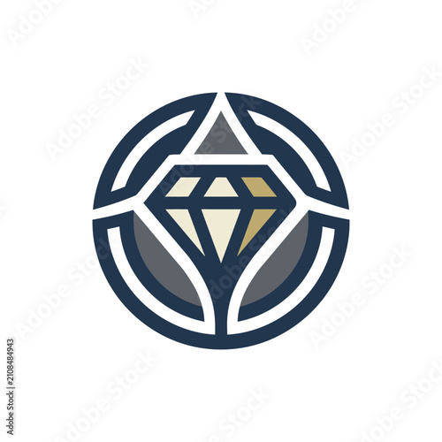 Circular diamond emblem graphic design icon.