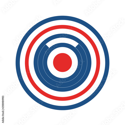Circular red and blue bullseye target icon.