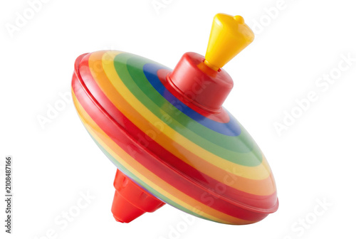 Fotografía Classic Colorful Rainbow Striped Spinning Top Toy