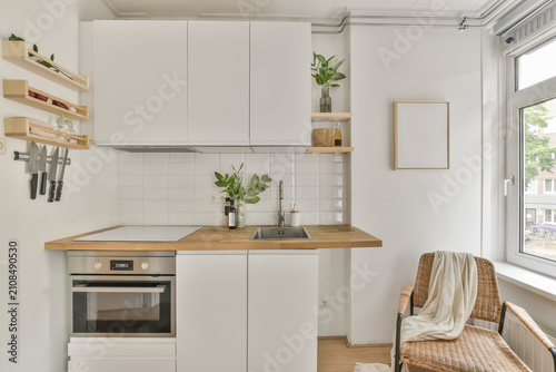 Εκτύπωση καμβά A beautiful renovated furnished kitchen interior design
