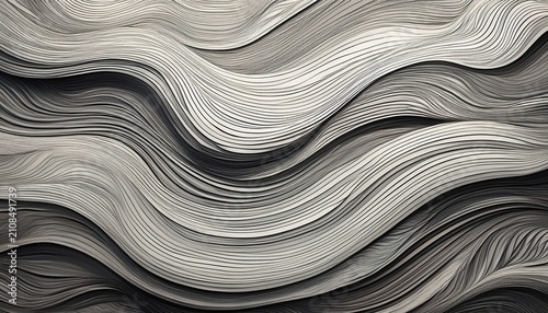 Abstract Grey And White Wavy Lines Texture Resembling Wood Grain Or Water Ripples