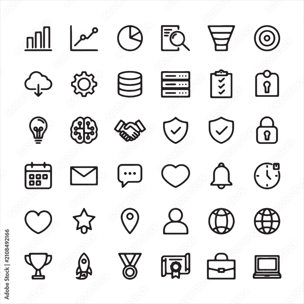 Fototapeta premium Set of business and web line icons Vector