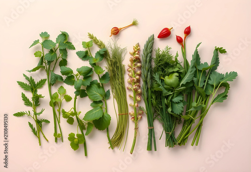 Flat lay of various fresh h...