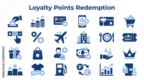 Fotografi Loyalty Points Redemption Icons Set Featuring Rewards Rewards Programs And Custo