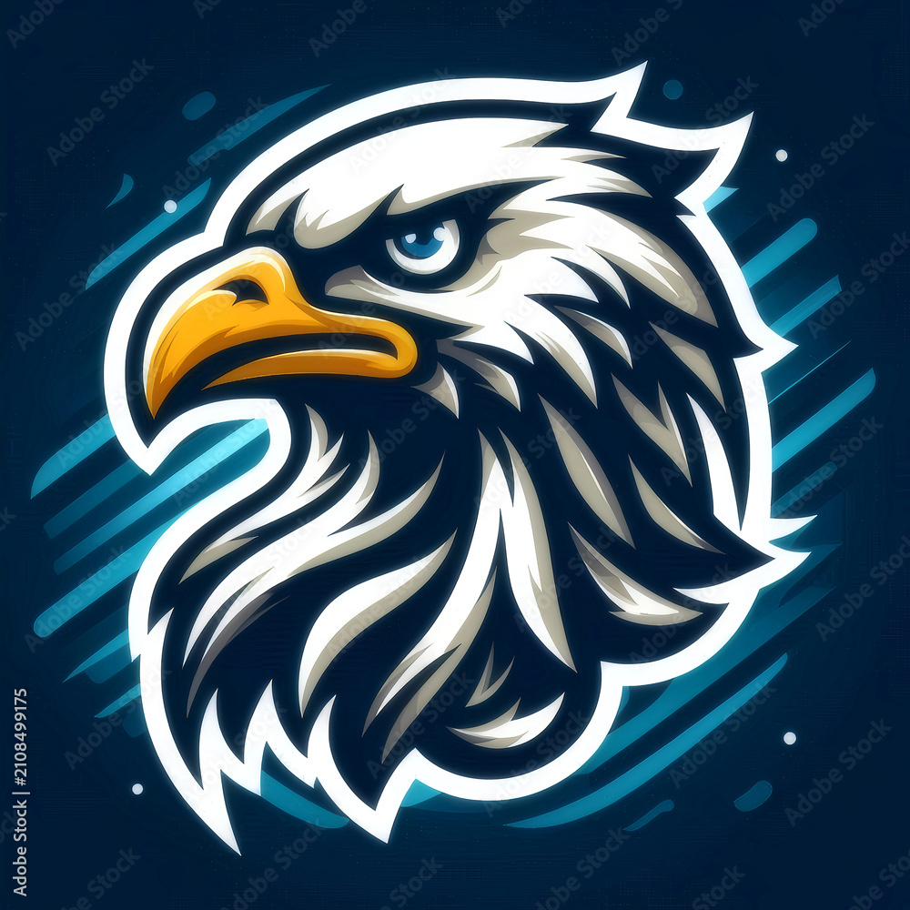 Fototapeta premium Bold eagle mascot logo on dark blue background