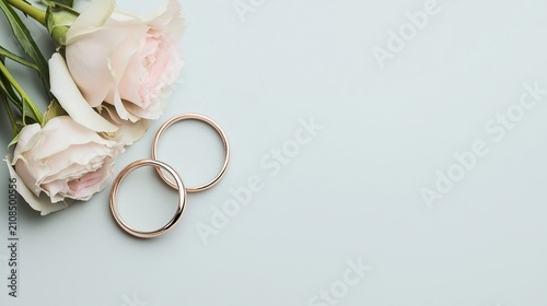 Wedding invitation suite mockup, rings, flowers, romantic setting