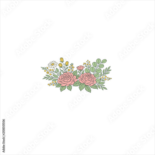 botanical line art vector illustration