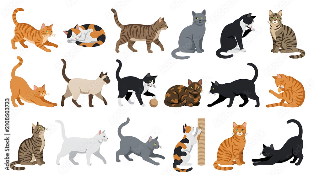 Obraz premium Collection of Cats in Various Poses