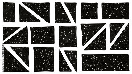 Fotografie Collection Of Rectangular And Diagonal Blocks With Rough Texture A Hand Drawn Ve