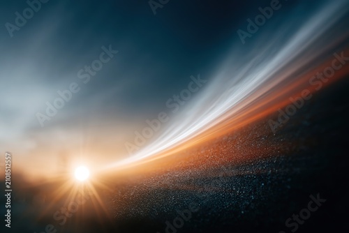 Sunset Horizon with Long Exposure Light Trails
