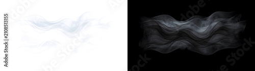 Cuadro en lienzo Dark smoke wave texture flowing horizontally with layered grey wisps creating a